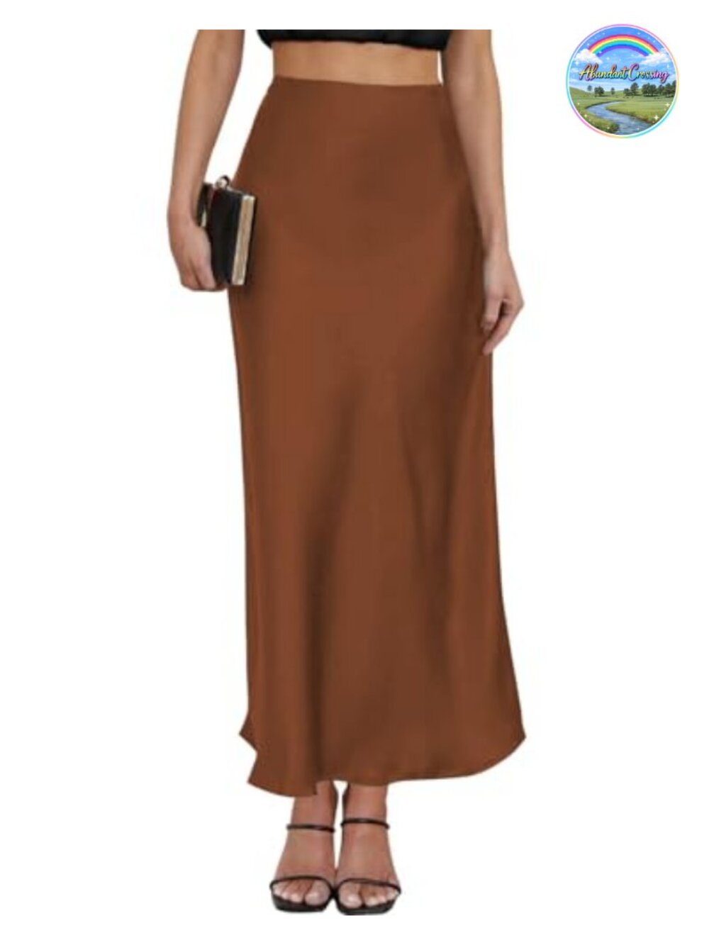 Satin Maxi Skirt High Waisted A-Line Silk Leopard Print Long Skirt for Women